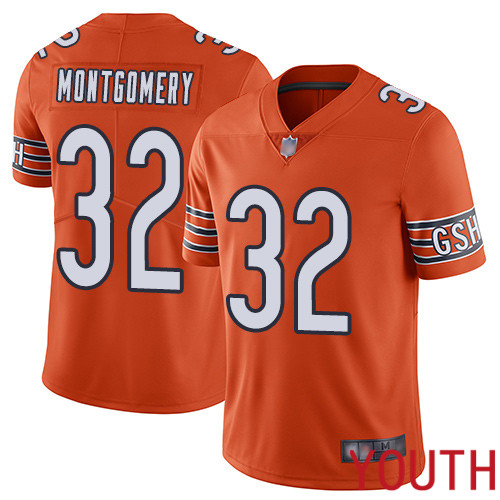 Chicago Bears Limited Orange Youth David Montgomery Alternate Jersey NFL Football #32 Vapor Untouchable